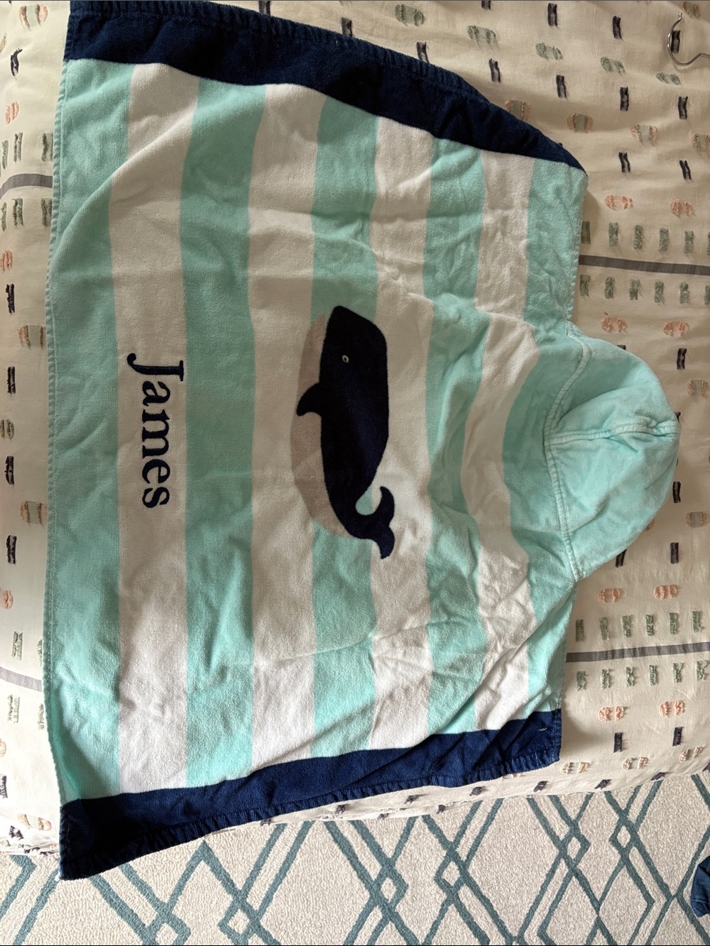 Pottery Barn Whale Hooded toddler towel- James